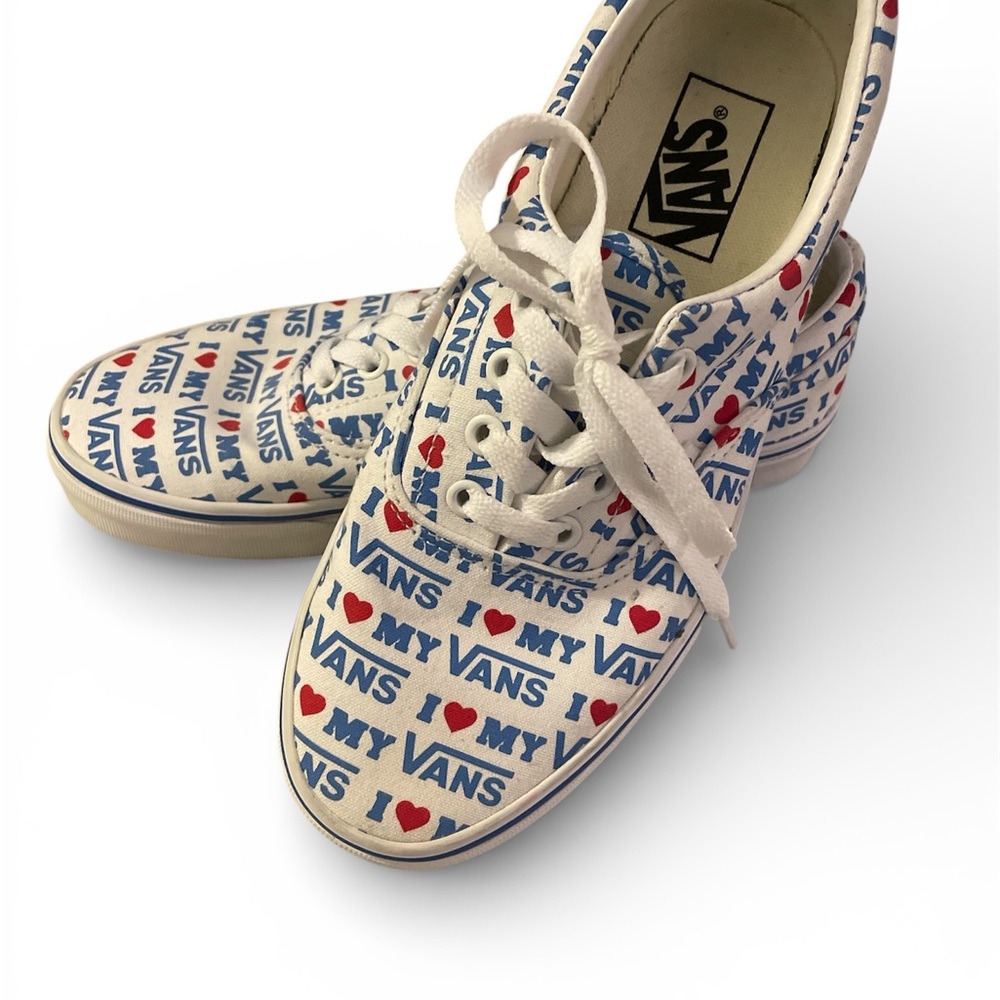 Vans White Sneakers with Red and Blue Print - Picture 3 of 8